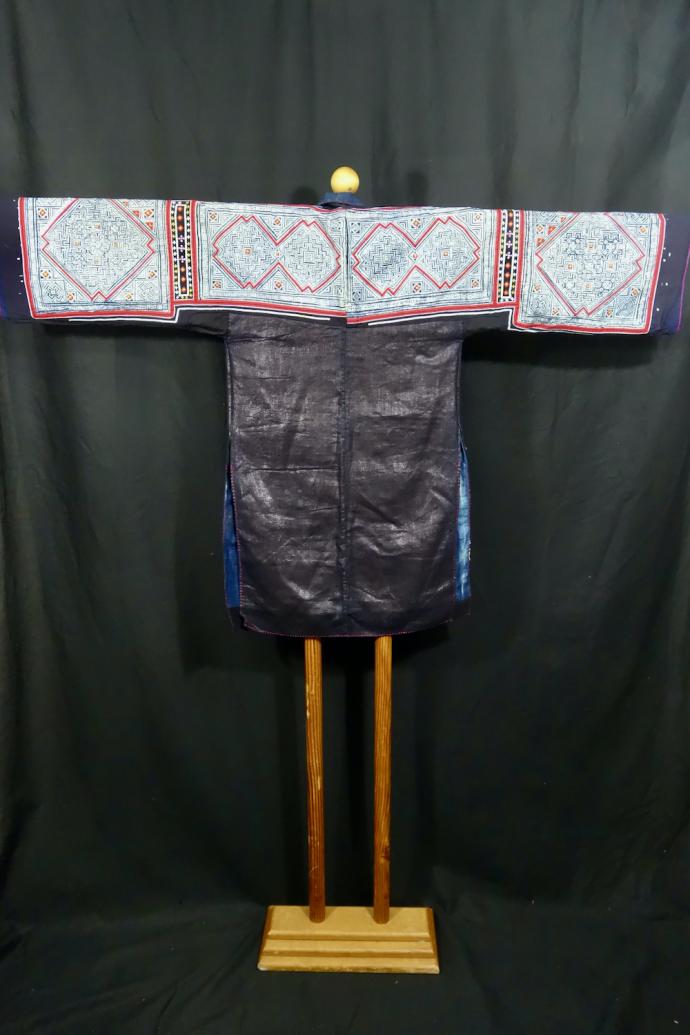 Black Hmong Batik and Hemp Jacket