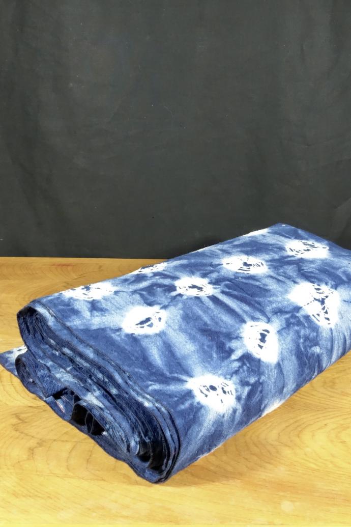 Shibori Design Indigo Dyed Cotton Fabric