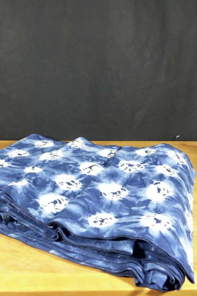 Shibori Design Indigo Dyed Cotton Fabric