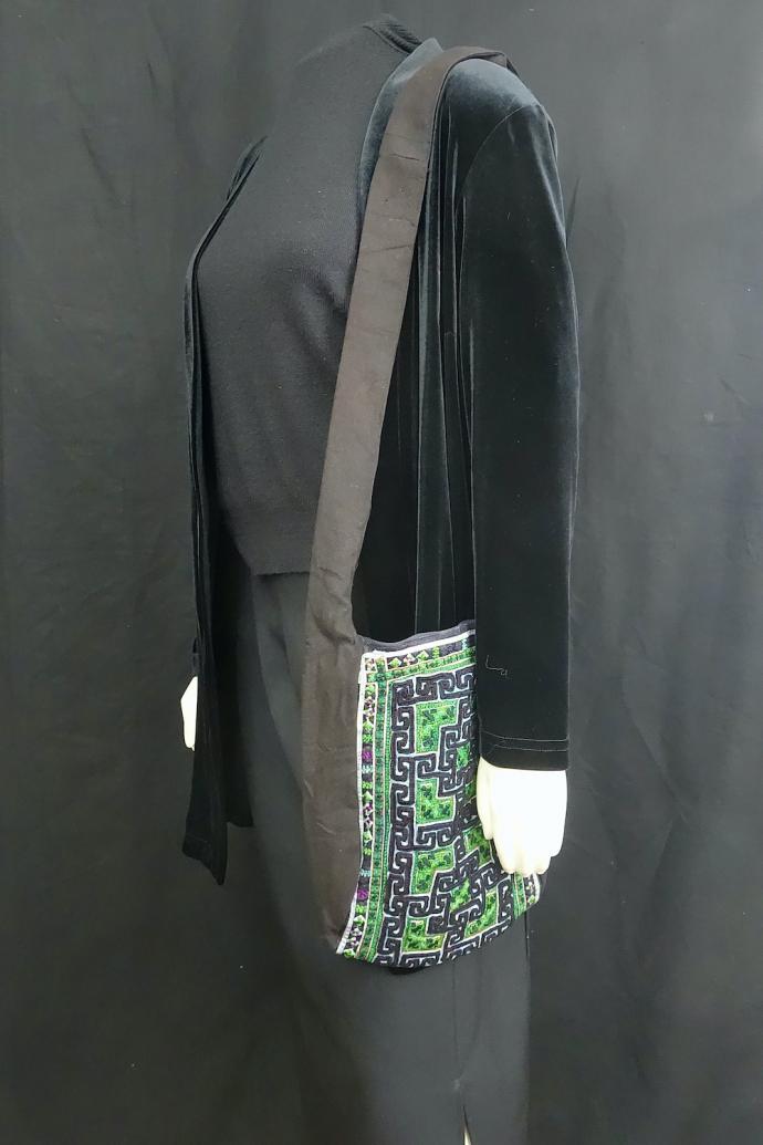 Black Hmong Embroidered Sling Bag