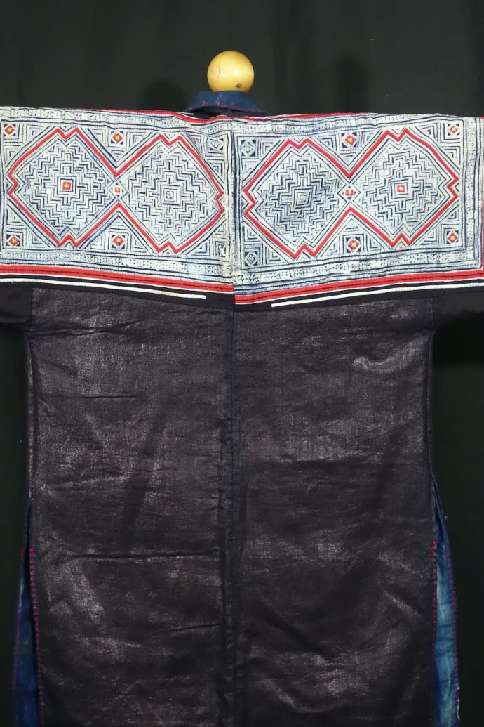 Black Hmong Batik and Hemp Jacket