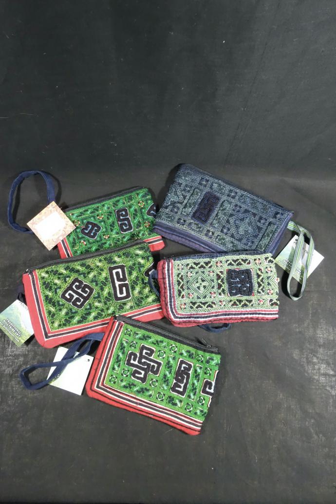 Black Hmong Embroidered Wallets