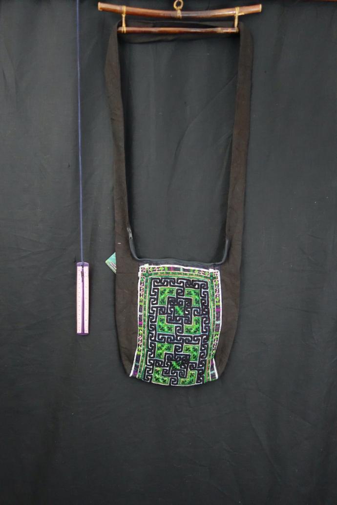 Black Hmong Embroidered Sling Bag