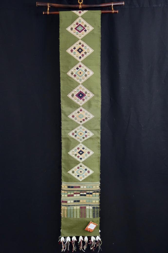 Algae Green Shoulder Cloth with Diamonds